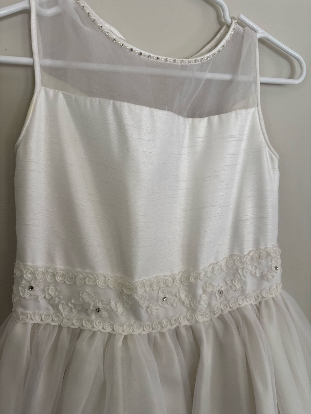 Elaina do Vale Couture Ivory Girls' Tulle Dress with Embellished Waist - size 10 - Picture 3 of 9